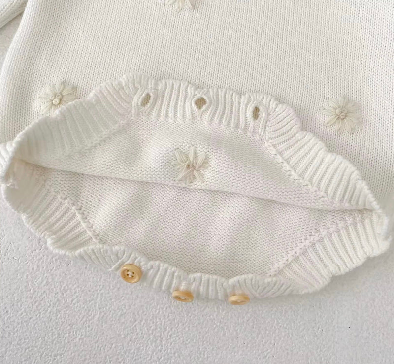 Load image into Gallery viewer, Soft knit baby jumpsuit with floral pattern – Kali
