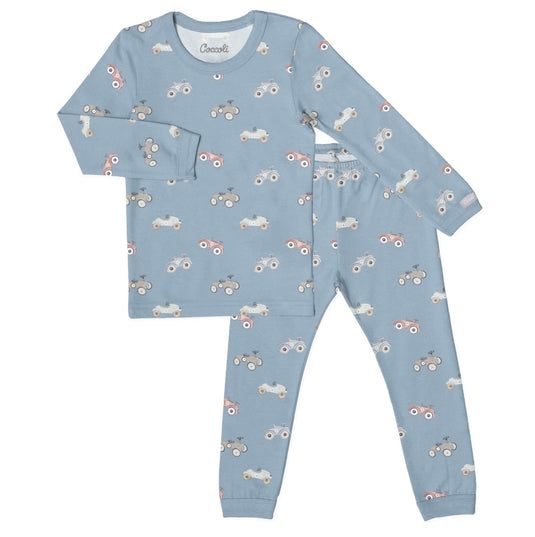 Pyjama modal cars on steel blue Coccoli