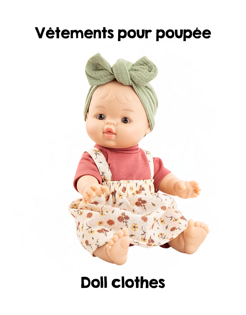 Chargez l'image dans la visionneuse de la galerie, VÊTEMENTS POUR POUPÉE GORDIS - SALOPETTE-ROBE FLEURIE - PAOLA REINA
