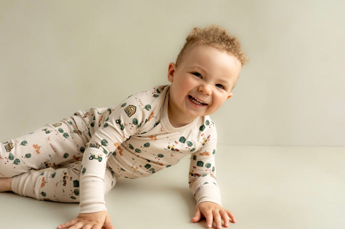 Pyjama modal deux pièces imprimé motifs de ferme beige
