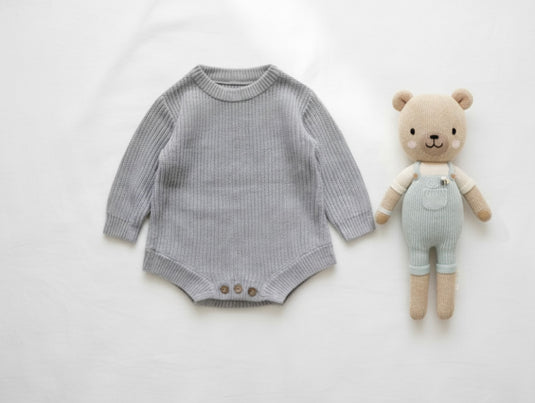 Barboteuse bébé garçon en tricot bio – Kaki Lilas - Boutique Kaki Lilas