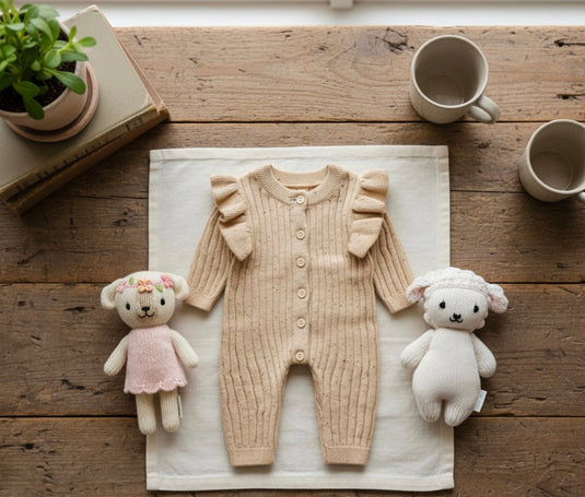 Barboteuse bébé en coton manches longues motif moucheté – Kali