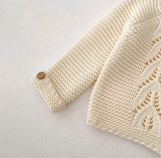 Soft baby cardigan, 100% cotton – Ivory Blush