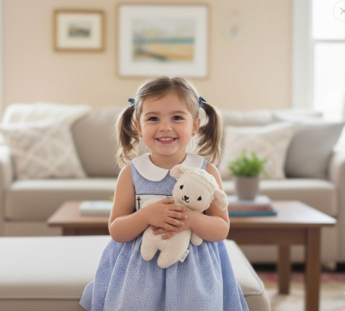 Robe bébé fille haut de gamme à carreaux bleus – Modèle Kali en coton doux