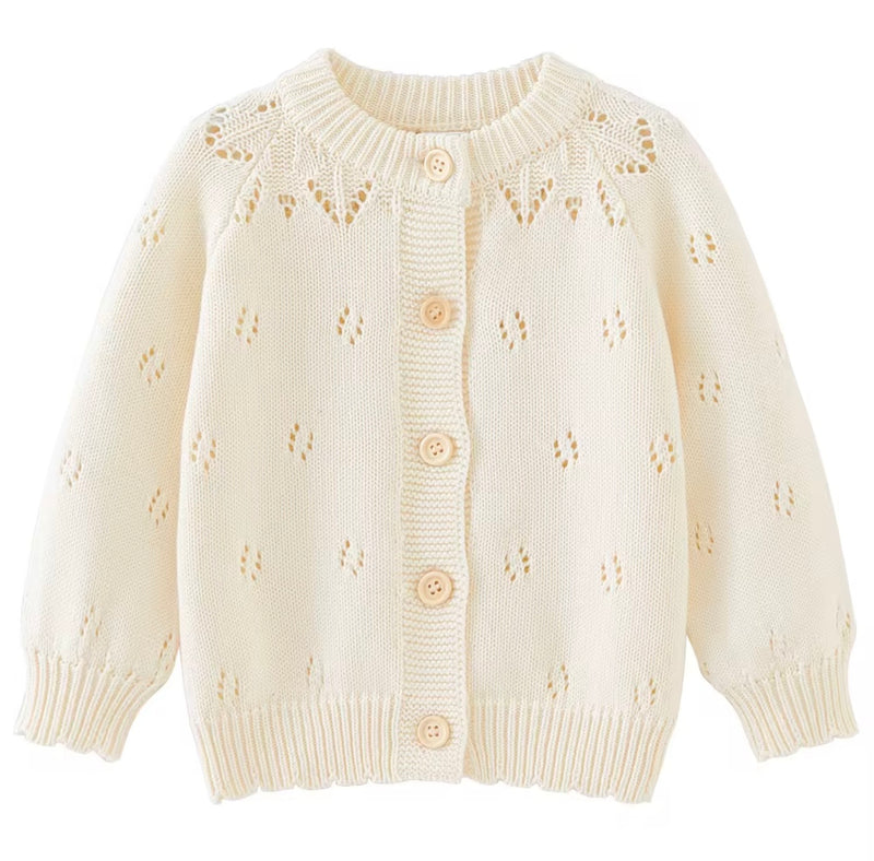 Load image into Gallery viewer, Cardigan bébé et fille ivoire &amp; rose Vichy | Pré-commande
