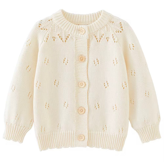 Cardigan bébé et fille ivoire & rose Vichy | Pré-commande