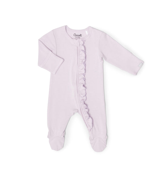 Grenouillère en tissu bébé modal couleur lavande