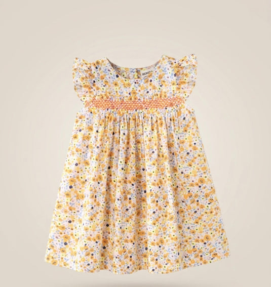 Robe à fleurs jaunes pour filles Léonie
