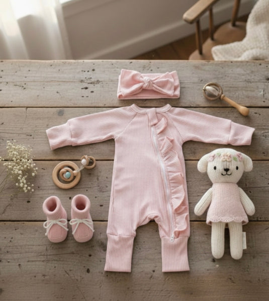 Barboteuse bébé fille rose bohème chic en coton doux– Kali