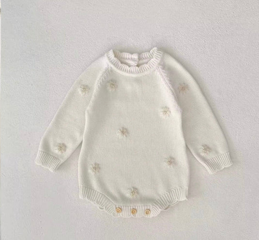 Soft knit baby jumpsuit with floral pattern – Kali