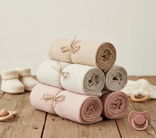 Trio de mousselines en coton doux pour bébé – Modèle Kali
