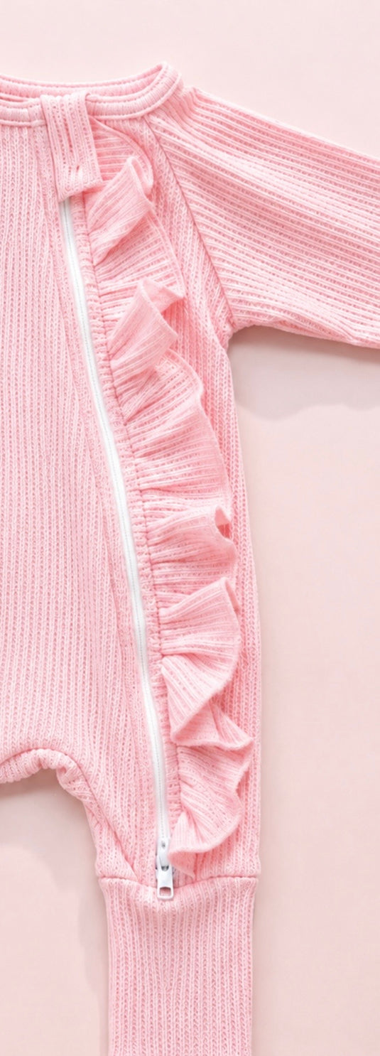 Barboteuse bébé fille rose bohème chic en coton doux
