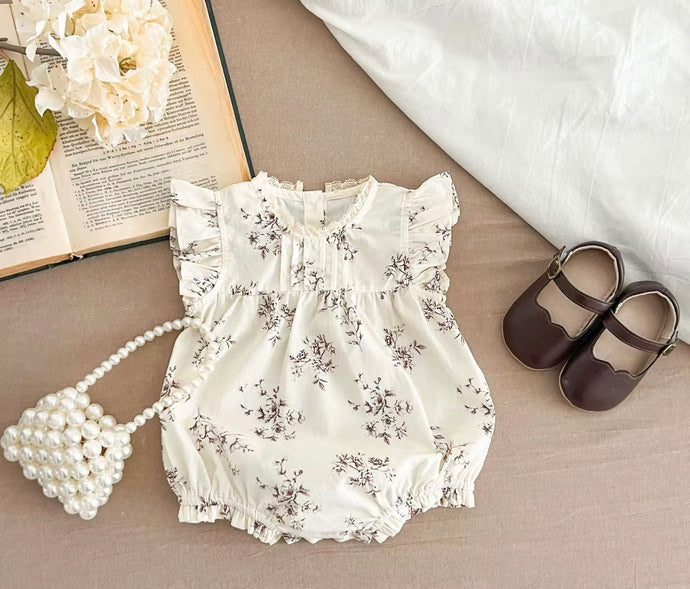 Barboteuse bébé sans manches coton doux motif floral – Kali