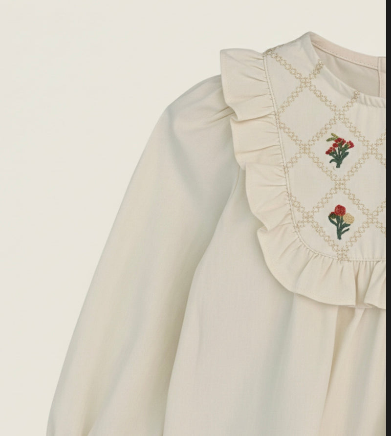 Chargez l'image dans la visionneuse de la galerie, Chemise fille manches longues avec broderies – Kali
