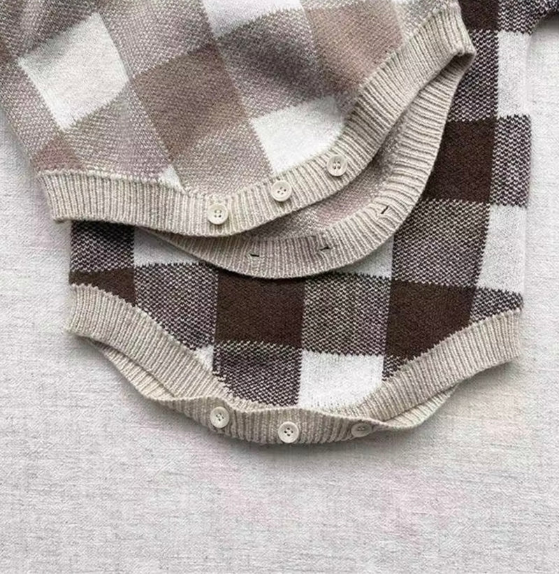 Chargez l'image dans la visionneuse de la galerie, Combinaison bébé garçon à carreaux à manches longues – Kali - Boutique Kaki Lilas
