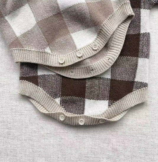 Combinaison bébé garçon à carreaux à manches longues – Kali - Boutique Kaki Lilas