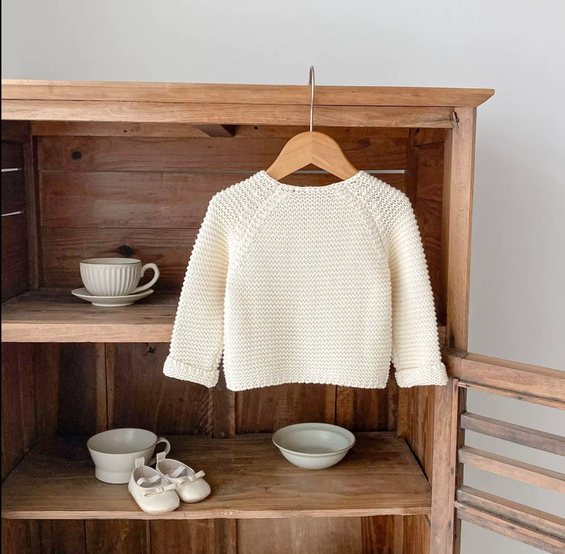 Load image into Gallery viewer, Cardigan bébé 100% coton – Ivoire Blush - Boutique Kaki Lilas
