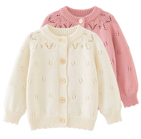Cardigan bébé et fille ivoire & rose Vichy | Pré-commande