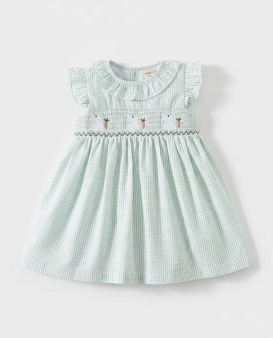 Robe bébé fille en coton à carreaux verts