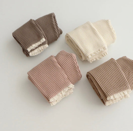 Leggings bébé d’automne en coton avec dentelle délicate – Kali