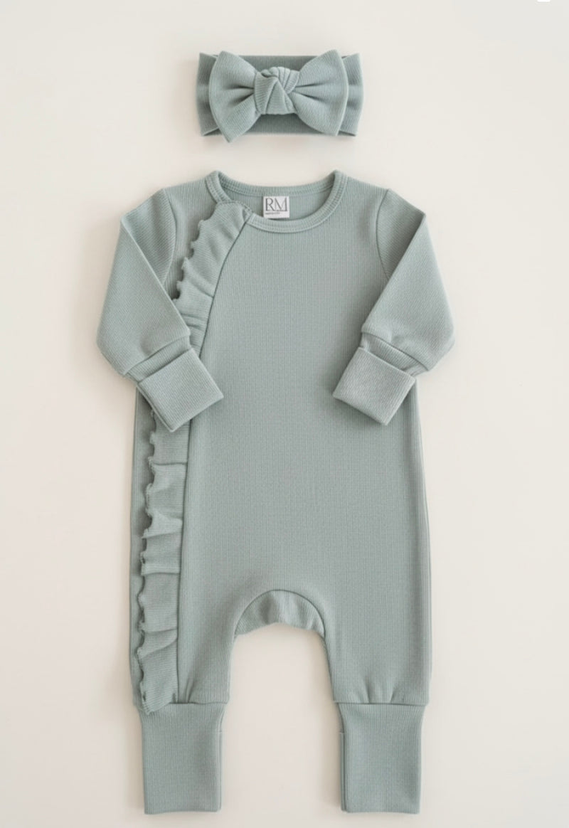 Chargez l&#39;image dans la visionneuse de la galerie, Combinaison bébé fille coton doux + bandeau – Kali
