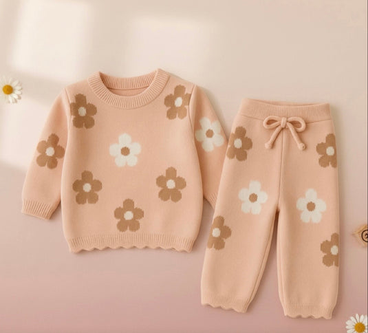 Ensemble fille doux pull + pantalon à fleurs – Kali