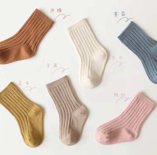 Chaussettes courtes enfant en coton doux – Kaki Lilas