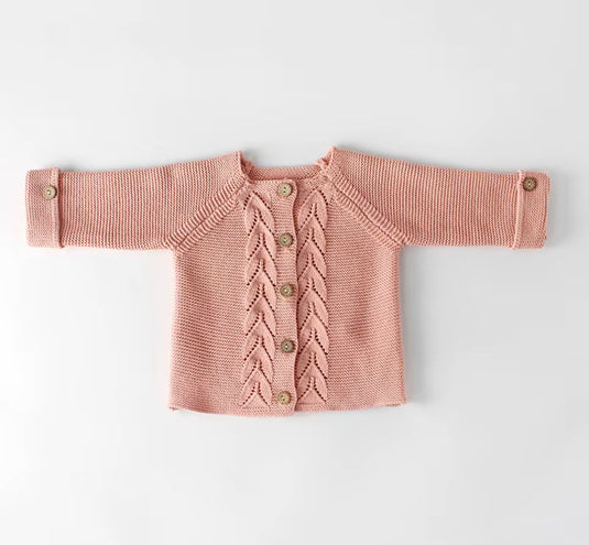 Cardigan bébé en tricot de coton – Collection Blush