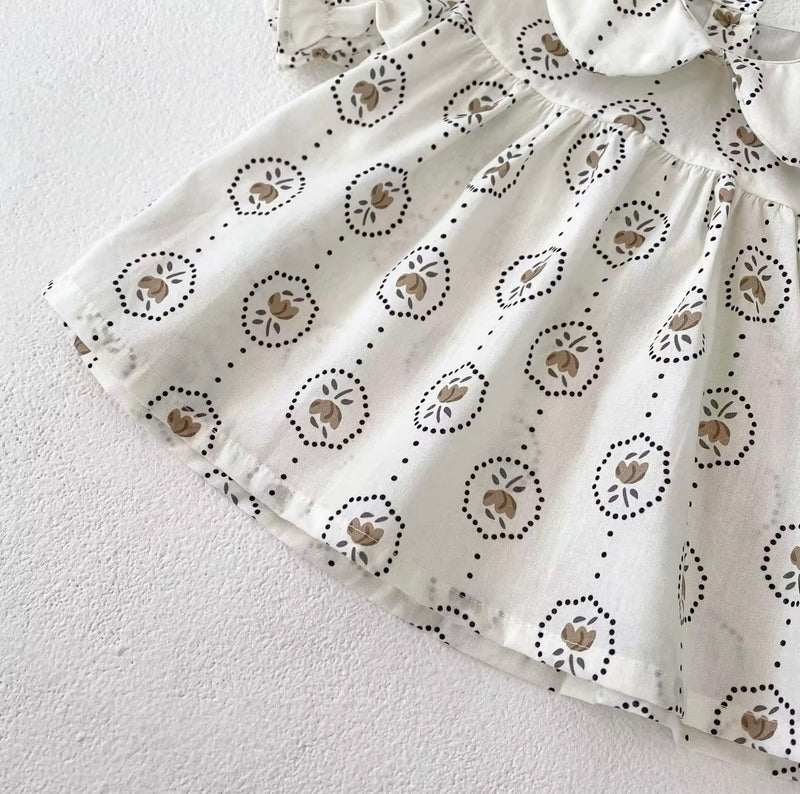 Load image into Gallery viewer, Summer baby romper with round floral patterns
