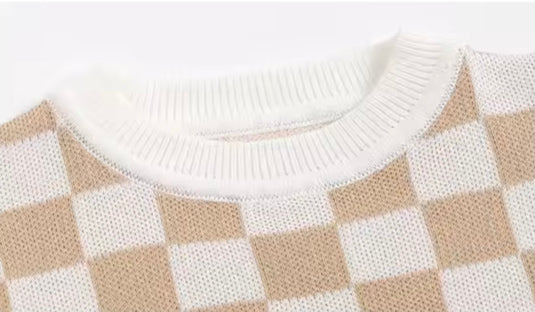 Ensemble garçon tricot à carreaux Kali | Pré-commande