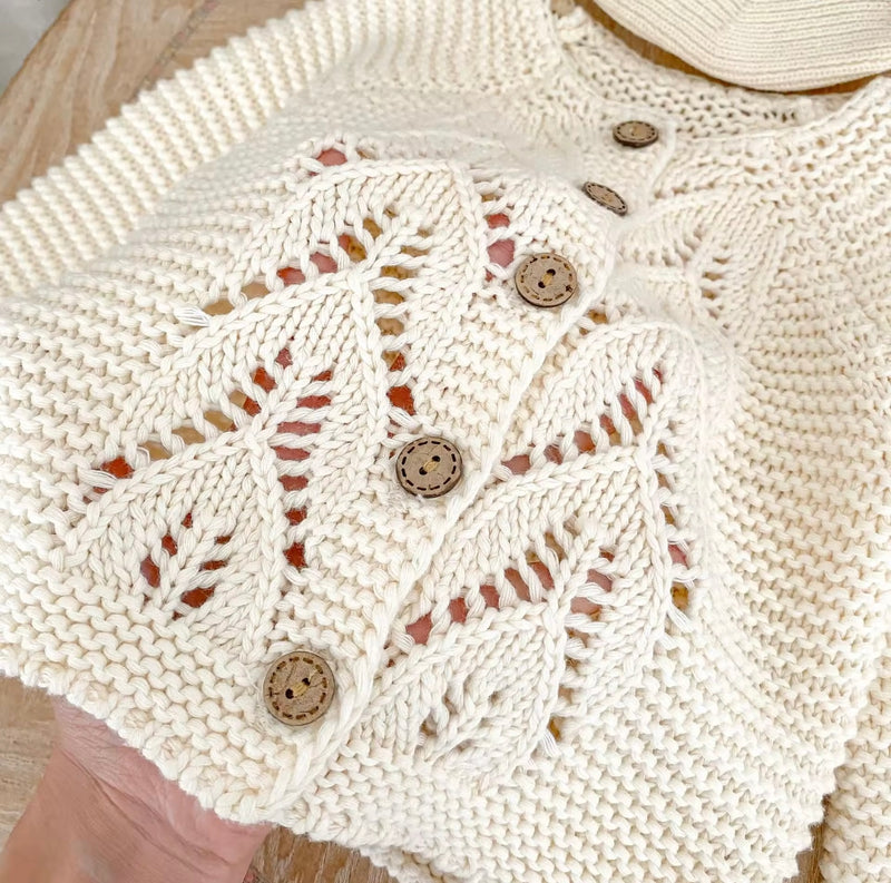 Load image into Gallery viewer, Cardigan bébé 100% coton – Ivoire Blush - Boutique Kaki Lilas
