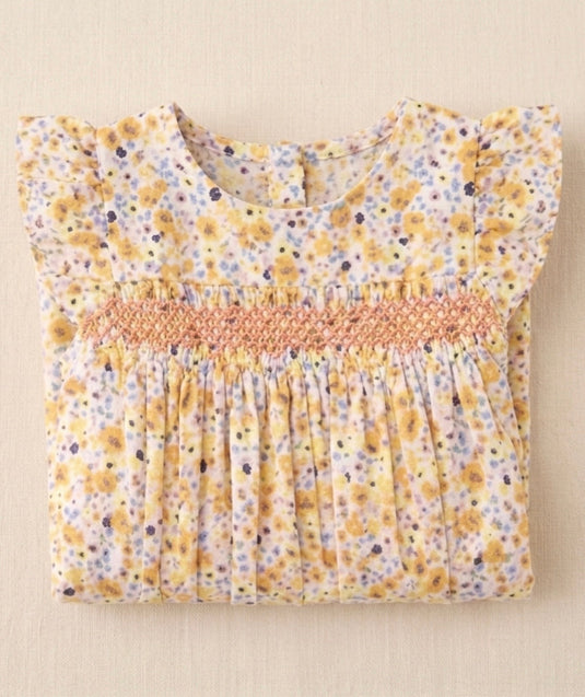 Robe à fleurs jaunes pour filles Léonie