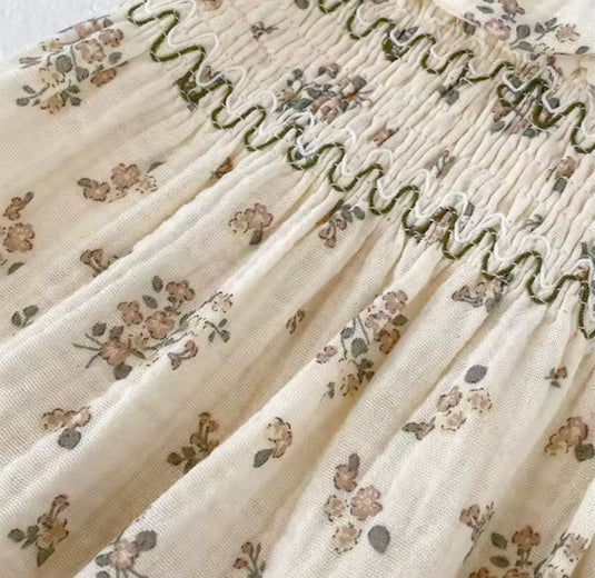 Barboteuse bébé fille coton nid d’abeille – motif fleuri – Kali
