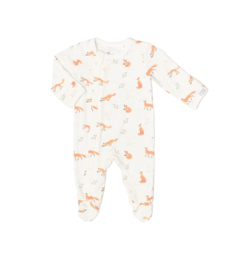 Chargez l&#39;image dans la visionneuse de la galerie, Pyjama modal une pièce pour bébé imprimé à motifs de renard
