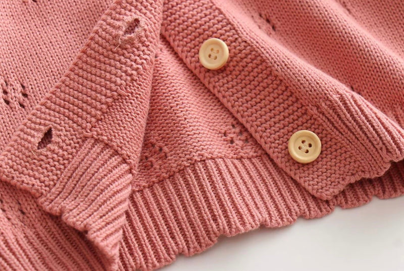 Chargez l'image dans la visionneuse de la galerie, Cardigan bébé et fille ivoire &amp; rose Vichy | Pré-commande
