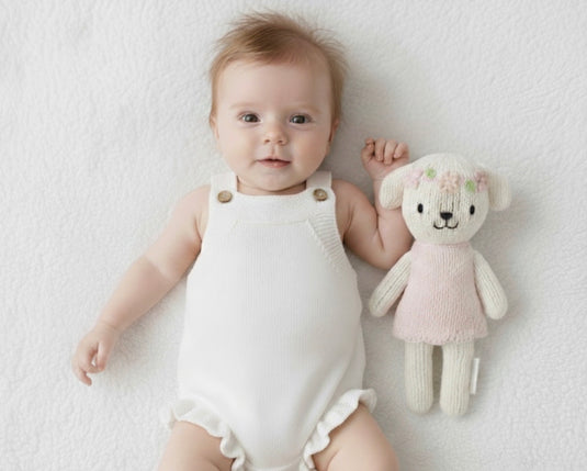 Baby autumn-winter romper in cotton knit – White