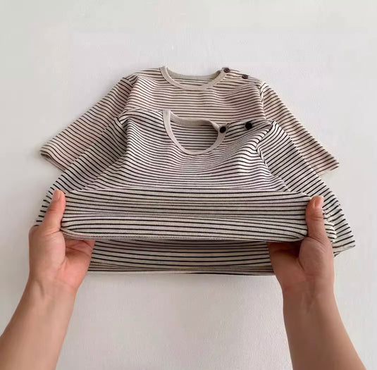 Chandail garçon manches longues rayures fines coton