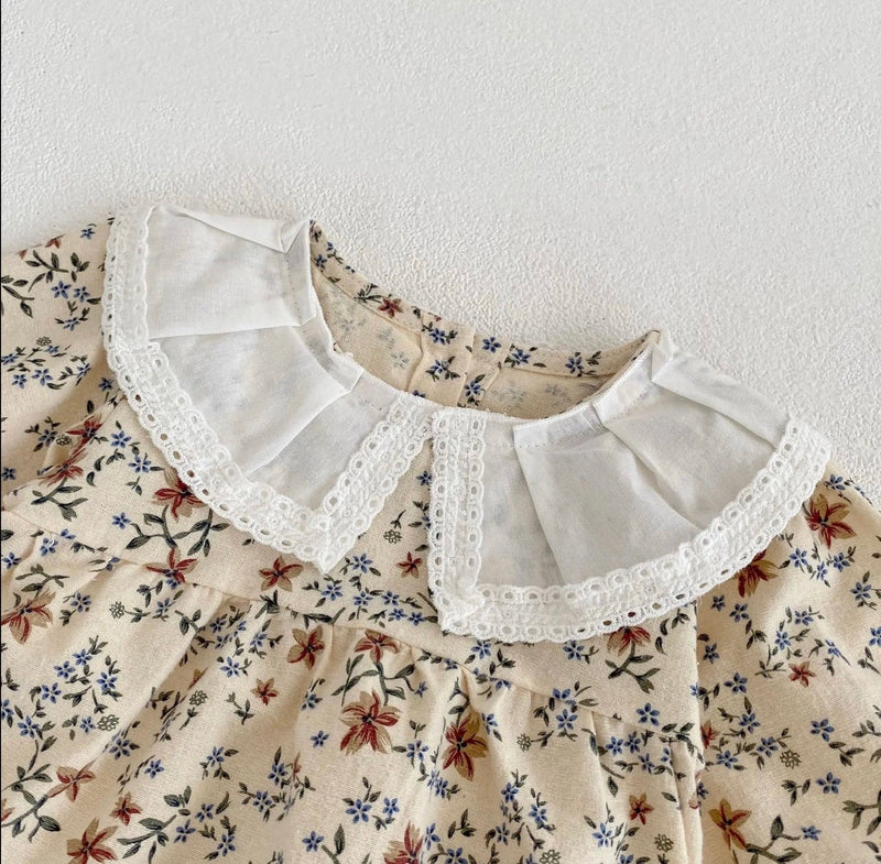 Load image into Gallery viewer, Pink floral baby romper in soft cotton – Kali
