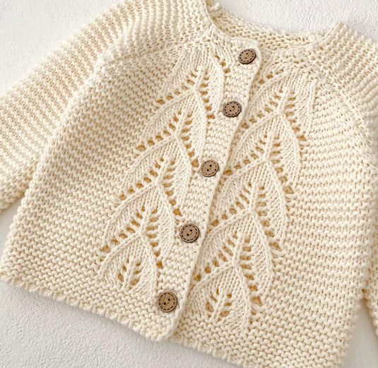 Soft baby cardigan, 100% cotton – Ivory Blush