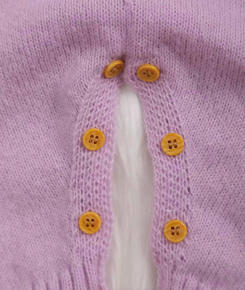 Chargez l&#39;image dans la visionneuse de la galerie, Combinaison bébé en tricot doux lilas brodée
