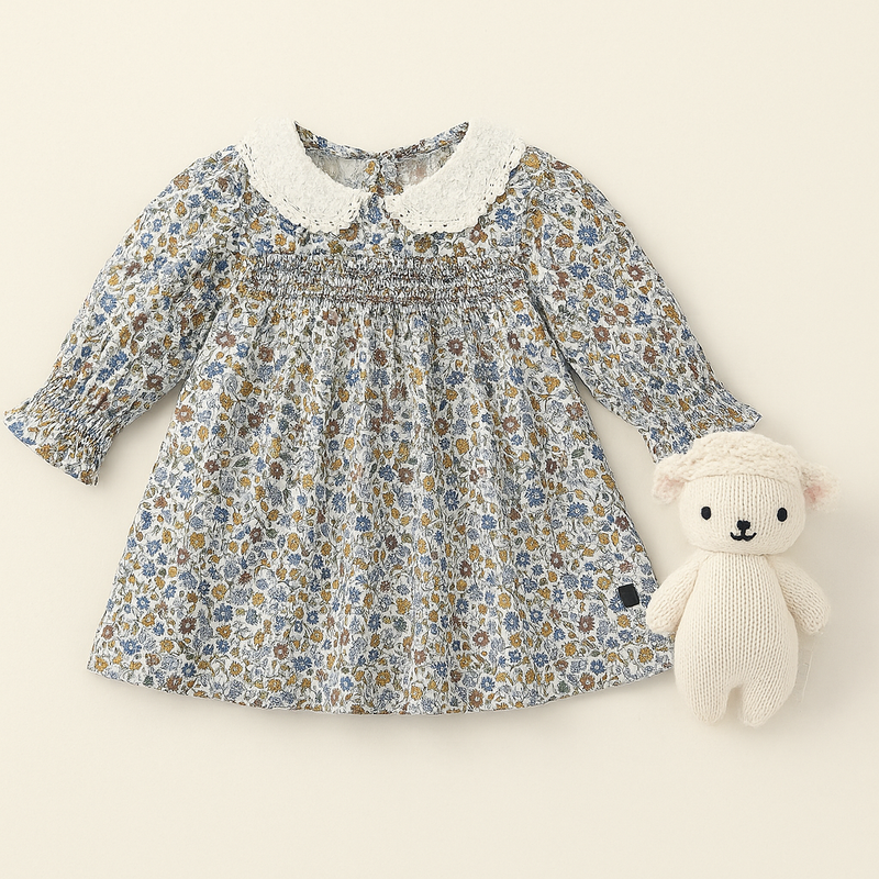 Chargez l&#39;image dans la visionneuse de la galerie, Robe pour filles automne-hiver à fleurs rétro – Kali
