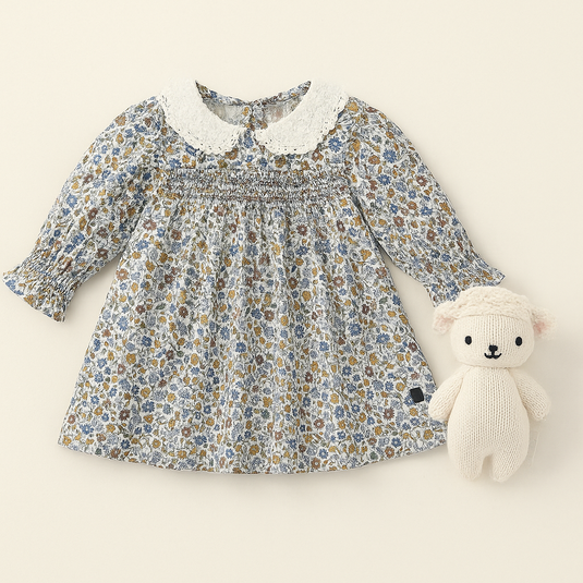 Robe pour filles automne-hiver à fleurs rétro – Kali