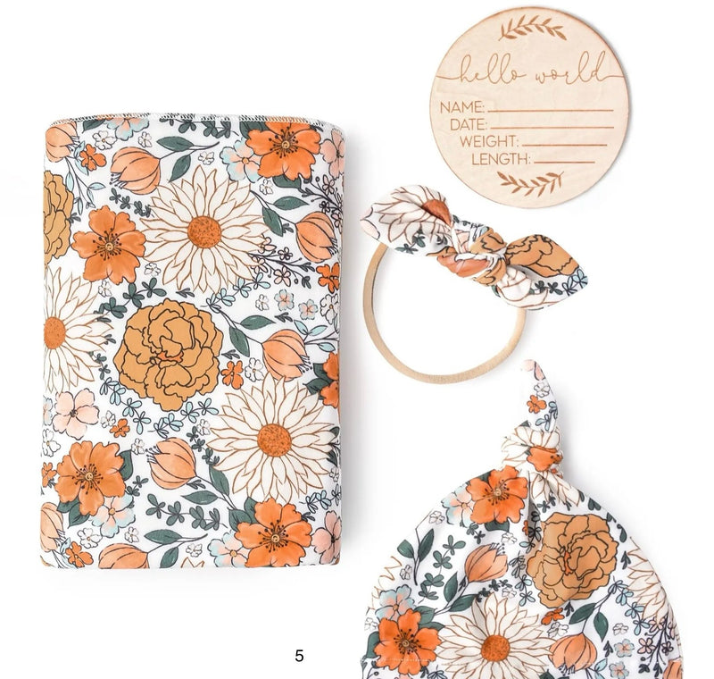 Chargez l&#39;image dans la visionneuse de la galerie, Cocon naissance doux coton Kali– Couverture, bonnet et bandeau
