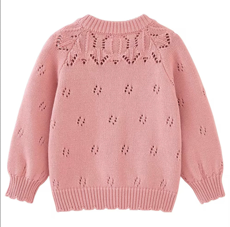 Load image into Gallery viewer, Cardigan bébé et fille ivoire &amp; rose Vichy | Pré-commande
