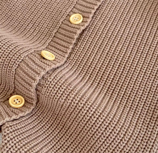 Combinaison bébé beige et marron en coton doux – taille 6-12 mois – Kali