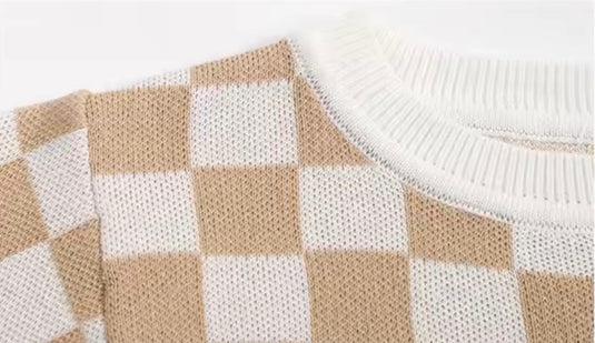 Ensemble garçon tricot à carreaux Kali | Pré-commande