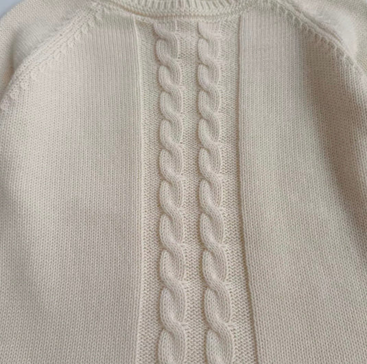 Girls' knitted ivory cable-knit sweater – Fall-Winter