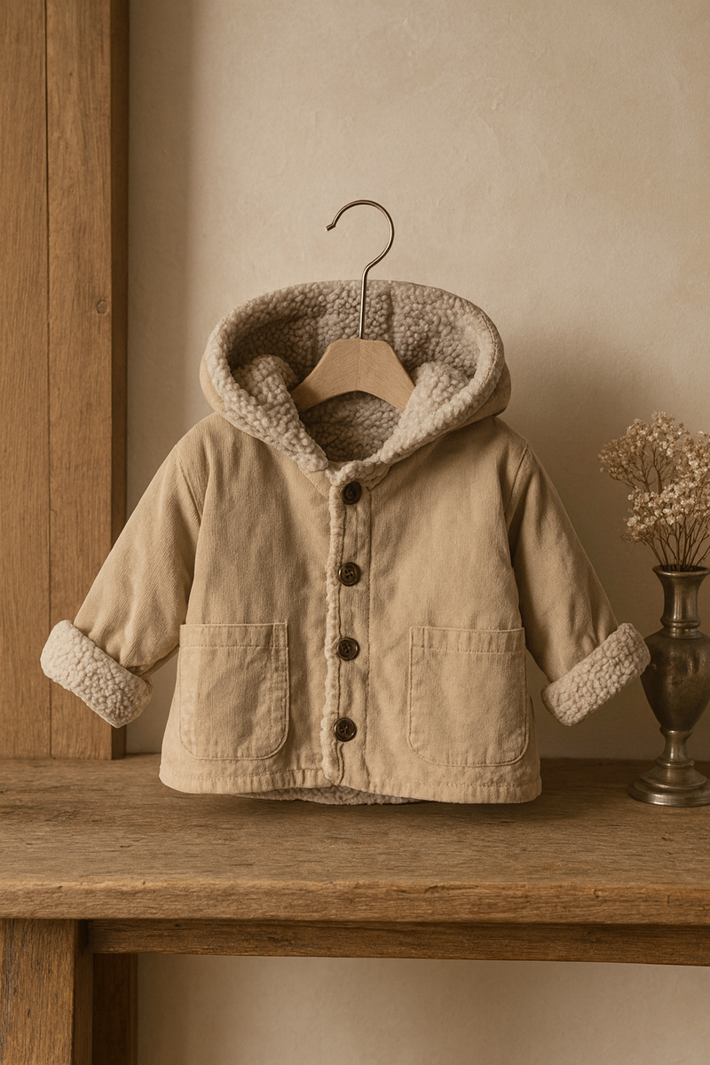Load image into Gallery viewer, Manteau bébé style laine d’agneau chaud et doux – Kali - Boutique Kaki Lilas
