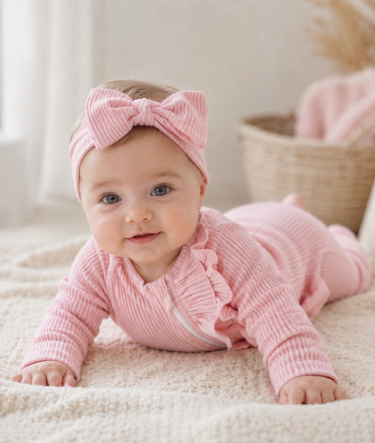 Barboteuse bébé fille rose bohème chic en coton doux