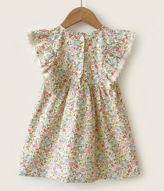 Robe Éléonore sans manches – 100 % coton fleuri